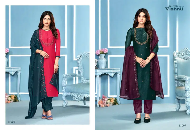 Vishnu Saira Crunchey Silk Fancy Dress Material Collection